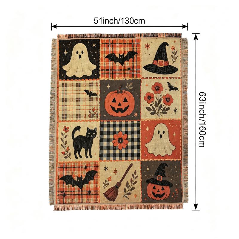 Halloween Patchwork Style Woven Blanket