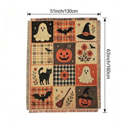 Halloween Patchwork Style Woven Blanket