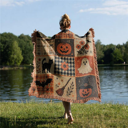 Halloween Patchwork Style Woven Blanket